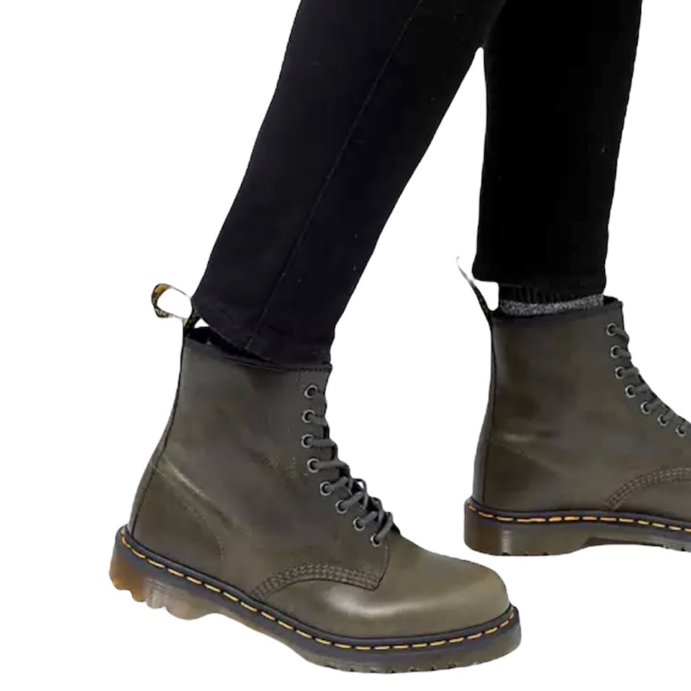 Dr. Martens Taupe Gray Lace Up Booties